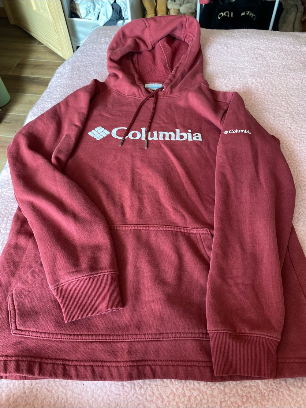 (3 FOR 20🍉☀️)Columbia Men's Hooded Sweatshirt - Red